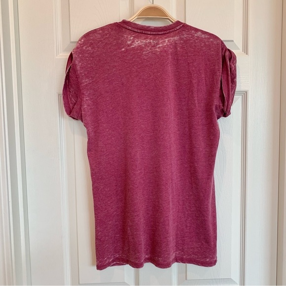 Magenta “ Perfect “ Burnout Cotton Blend Short Sleeve Graphic Tee​ - Picture 2 of 5